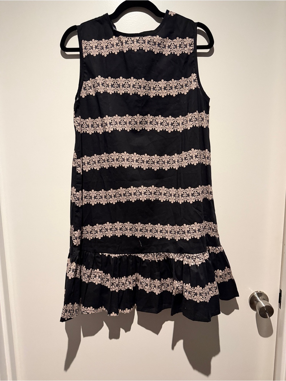 The Lulo Project Black Mini Dress with Cream Floral Lace Detail - Picture 3 of 5